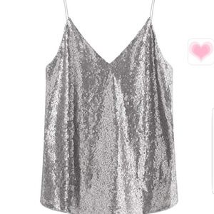 Women's Sparkle Sequin V-Neck Cami Club Tank Top